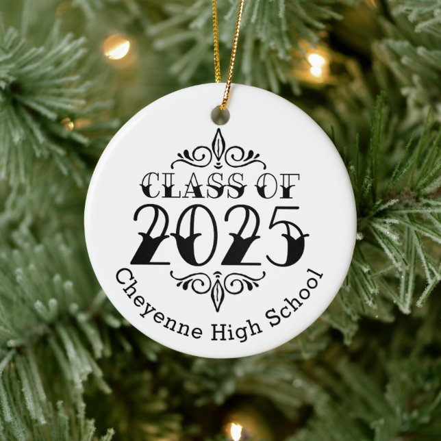 Ornamento De Cerâmica Classe de Graduação Personalizada de Fotos 2025 (Árvore)