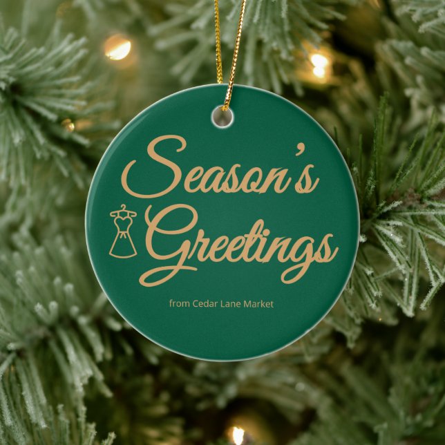 Ornamento De Cerâmica Classic Green & Gold Logo Ornament (Árvore)