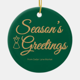 Ornamento De Cerâmica Classic Green & Gold Logo Ornament