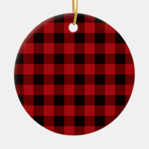 Ornamento De Cerâmica Classic red and black plaid pattern