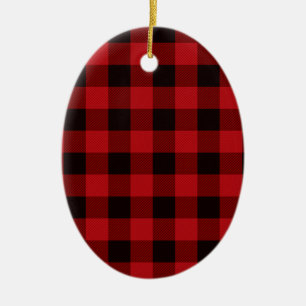 Ornamento De Cerâmica Classic red and black plaid pattern