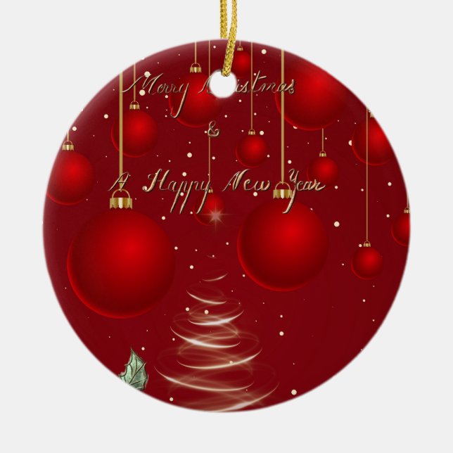 Ornamento De Cerâmica  Classic Red Christmas Ornaments Christmas  (Frente)
