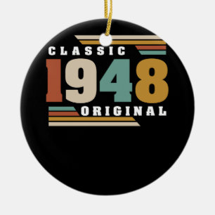 Ornamento De Cerâmica Clássico 1948 Original 74º aniversário 74 anos