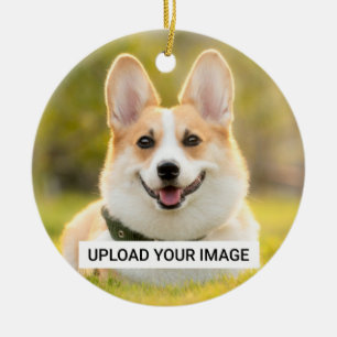 Ornamento De Cerâmica Clássico de Foto de Cão Personalizado