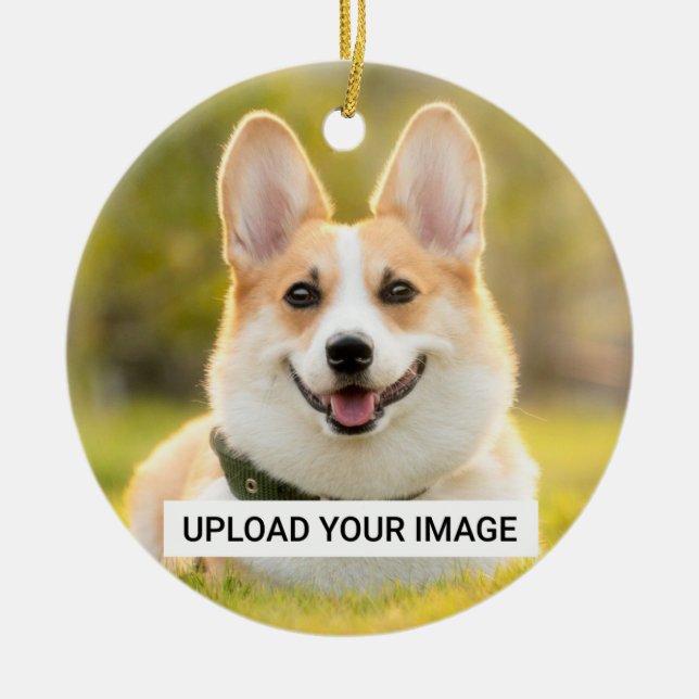 Ornamento De Cerâmica Clássico de Foto de Cão Personalizado (Frente)