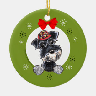 Ornamento De Cerâmica Clássico de prata preto do Natal do Schnauzer
