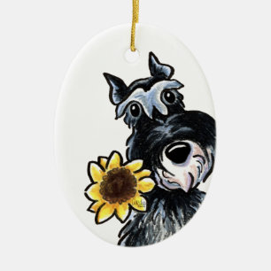 Ornamento De Cerâmica Clássico ensolarado do Schnauzer personalizado