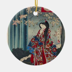 Ornamento De Cerâmica Clássico legal da arte japonesa da senhora Japão