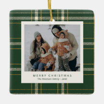 Clássico Natal Família Xadrez Verde 4 Foto Férias