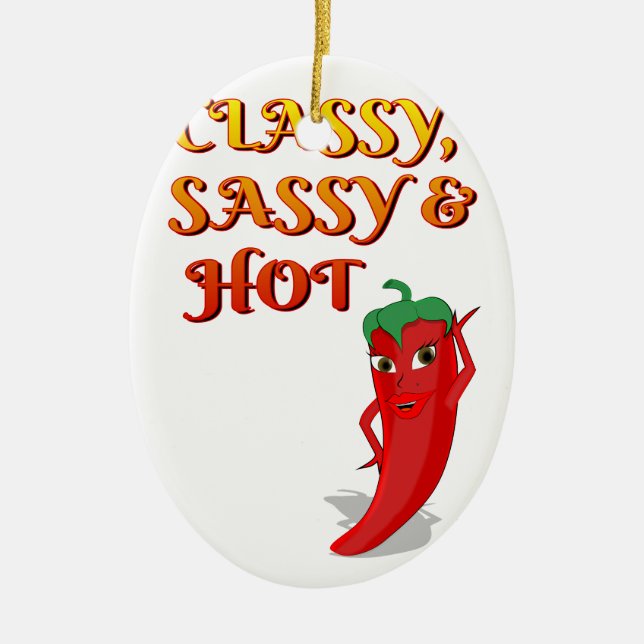 Ornamento De Cerâmica Clássico Sassy E Pepper Diva (Frente)