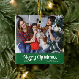 Ornamento De Cerâmica Clássico Simples Feliz Natal Verde