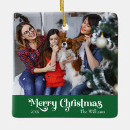 Ornamento De Cerâmica Clássico Simples Feliz Natal Verde