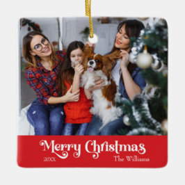 Ornamento De Cerâmica Clássico Simples Feliz Natal Vermelho