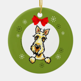 Ornamento De Cerâmica Clássico Wheaten do Natal de Terrier do Scottish