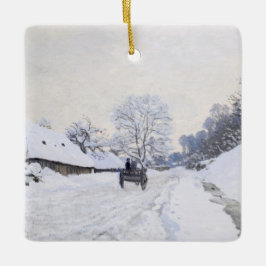 Ornamento De Cerâmica Claude Monet - Carrinho na Estrada de Neve em Honf
