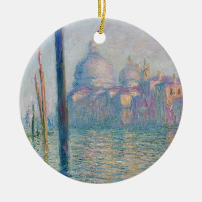 Ornamento De Cerâmica Claude Monet Grande Canal Veneza Itália Viagem (Frente)