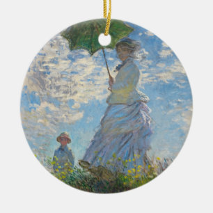 Ornamento De Cerâmica Claude Monet Mulher com Parasol