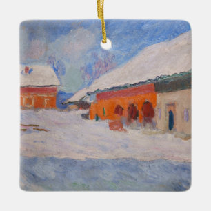 Ornamento De Cerâmica Claude Monet - Noruega, Casas Vermelhas em Bjorneg
