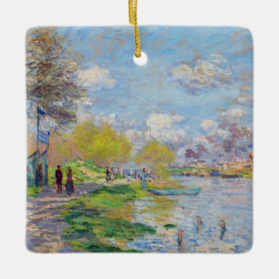 Ornamento De Cerâmica Claude Monet - Primavera à beira do Sena