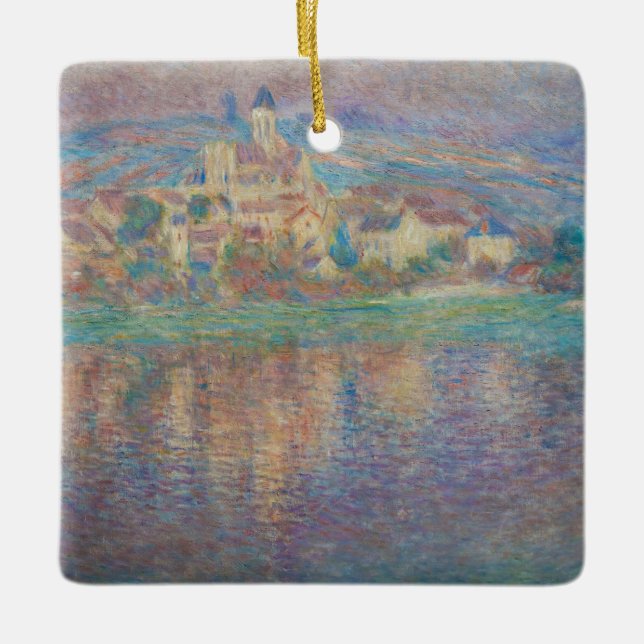 Ornamento De Cerâmica Claude Monet - Vetheuil, Sunset (Frente)