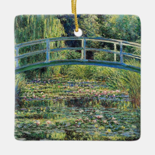 Ornamento De Cerâmica Claude Monet - Water Lily Pond & Japanesese Bridge (Frente)