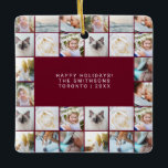 Ornamento De Cerâmica Cláusula de Grade de Foto Simples e Mínima Persona<br><div class="desc">Mala de Foto Simples e Personalizada Grade de Fotografias Borgonha Doméstica Família Elegante Cerâmica</div>