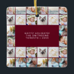 Ornamento De Cerâmica Cláusula de Grade de Foto Simples e Mínima Persona<br><div class="desc">Mala de Foto Simples e Personalizada Grade de Fotografias Borgonha Doméstica Família Elegante Cerâmica</div>