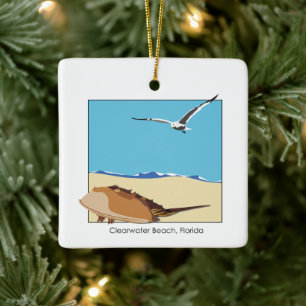 Ornamento De Cerâmica Clearwater Beach, FL Horsfere Crab Seagull Beach