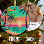 Ornamento De Cerâmica Clearwater Beach Florida Tropical Palm Tree 1950s<br><div class="desc">praia em Clearwater, Flórida, Areia de Palmeiras Tropicais, Souvenirs. praia em Clearwater Florida - Retro Tropical Palm Tree 60s Souvenirs Vintage design faz um excelente de Natal ou presente de aniversário para fãs da praia das chaves da Flórida. A design de vibração do verão é um presente perfeito para amantes...</div>