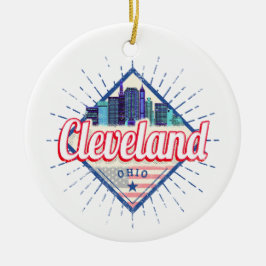 Ornamento De Cerâmica Cleveland Ohio EUA Skyline Vintage EUA
