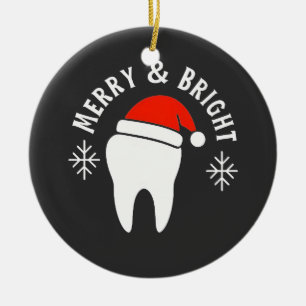 Ornamento De Cerâmica Clínica Odontológica Alegre e Brilhante Natal