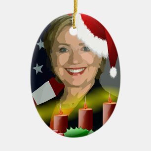 Ornamento De Cerâmica clinton hillary do natal