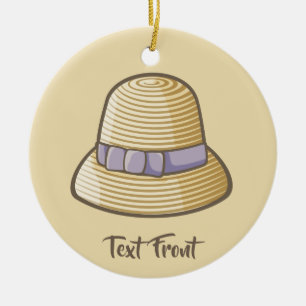 Ornamento De Cerâmica Cloche Hat Beige