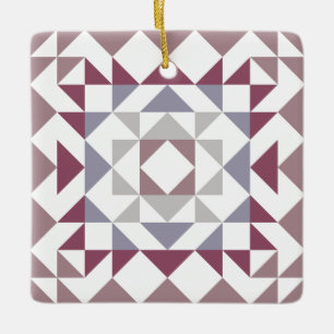 Ornamento De Cerâmica Cloroso Burgundy Geométrico de Quilôt Moderno Co