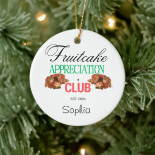 Ornamento De Cerâmica Clube de Apreciação de Bolo de Frutas Natal Humor