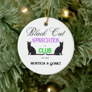 Ornamento De Cerâmica Clube de Apreciação de Gatos Pretos Halloween Dive