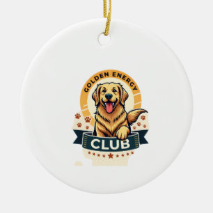Ornamento De Cerâmica Clube de Energia Dourada Retriever Dourado Vintage