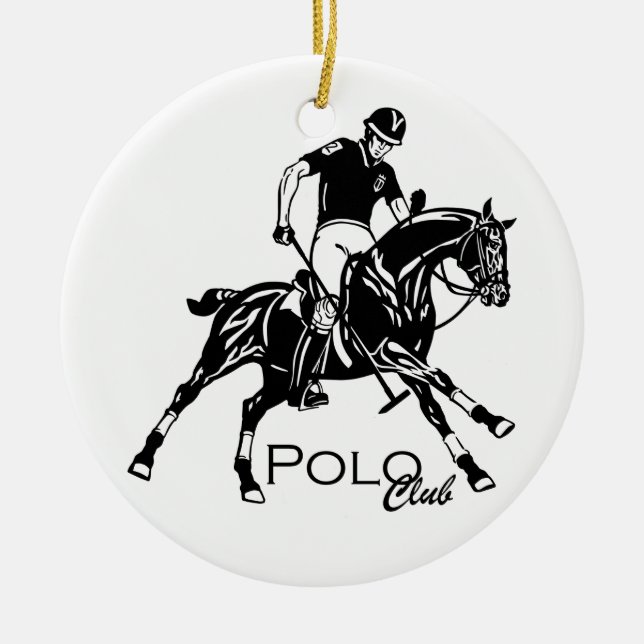 Ornamento De Cerâmica clube de esporte equestre do polo (Frente)
