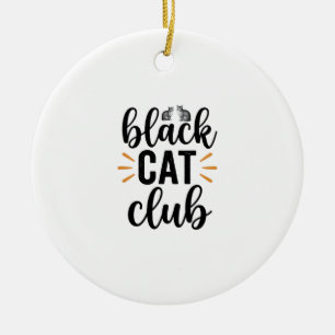 Ornamento De Cerâmica Clube do Gato Preto Design Vector para Amantes de