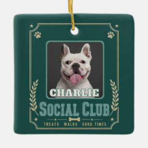 Ornamento De Cerâmica Clube Social de Fotos e Nomes de Cachorros Vintage