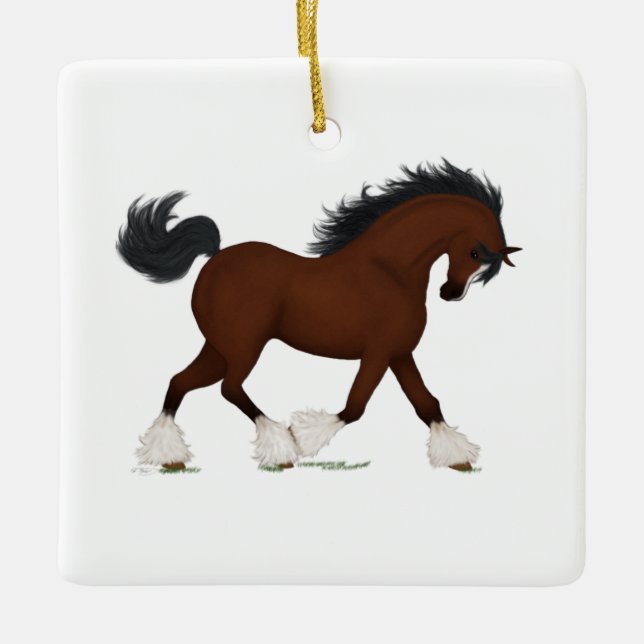 Ornamento De Cerâmica Clydesdale Horse Personalizou o Natal Equestre (Frente)