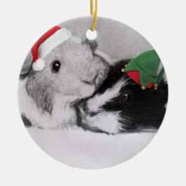 Ornamento De Cerâmica Cobaia de Peegs do Natal