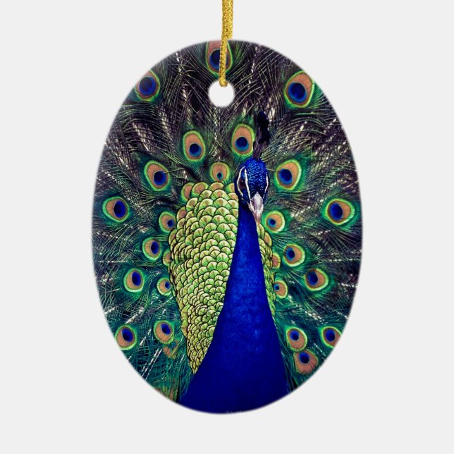 Ornamento De Cerâmica Cobalto Blue Peacock (Frente)