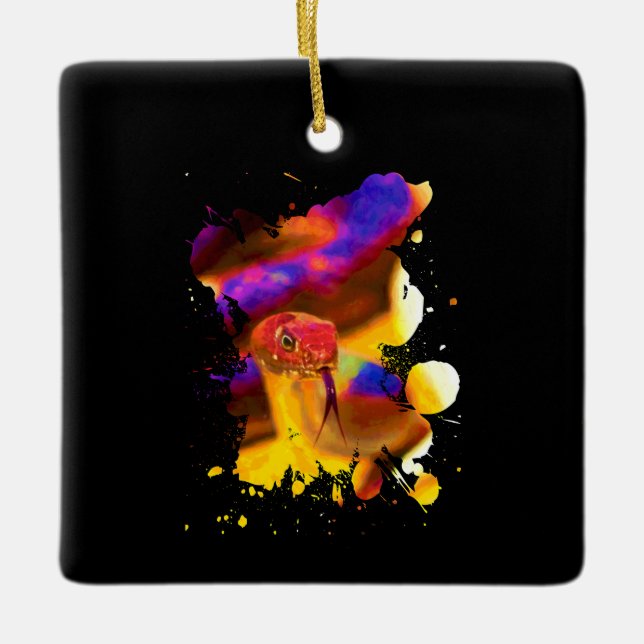 Ornamento De Cerâmica Cobra colorido (Frente)