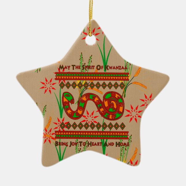 Ornamento De Cerâmica Cobra de Kwanzaa (Frente)
