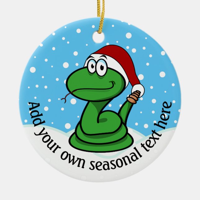 Ornamento De Cerâmica Cobra de Natal Personalizada (Frente)