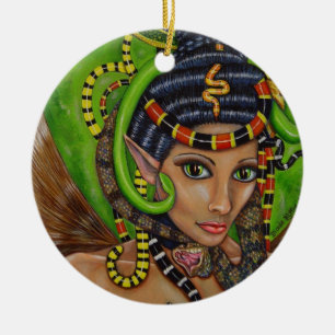 Ornamento De Cerâmica Cobras de mulher gótica em cabelo assustador assu