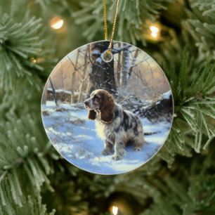 Ornamento De Cerâmica Cocker Spaniel Deixe Nevar Natal