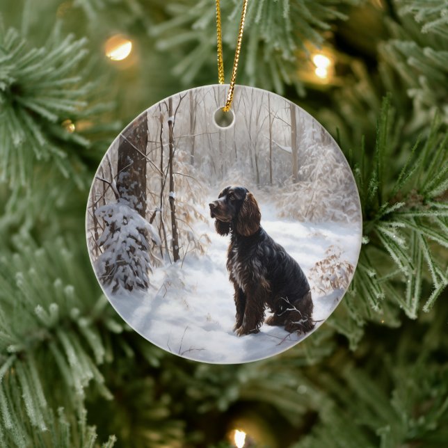 Ornamento De Cerâmica Cocker Spaniel Deixe-o nevar no Natal (Árvore)