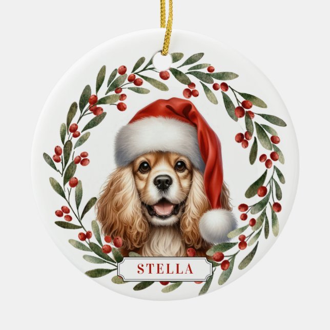 Ornamento De Cerâmica Cocker Spaniel Dog Ceramic Circle Ornament (Frente)